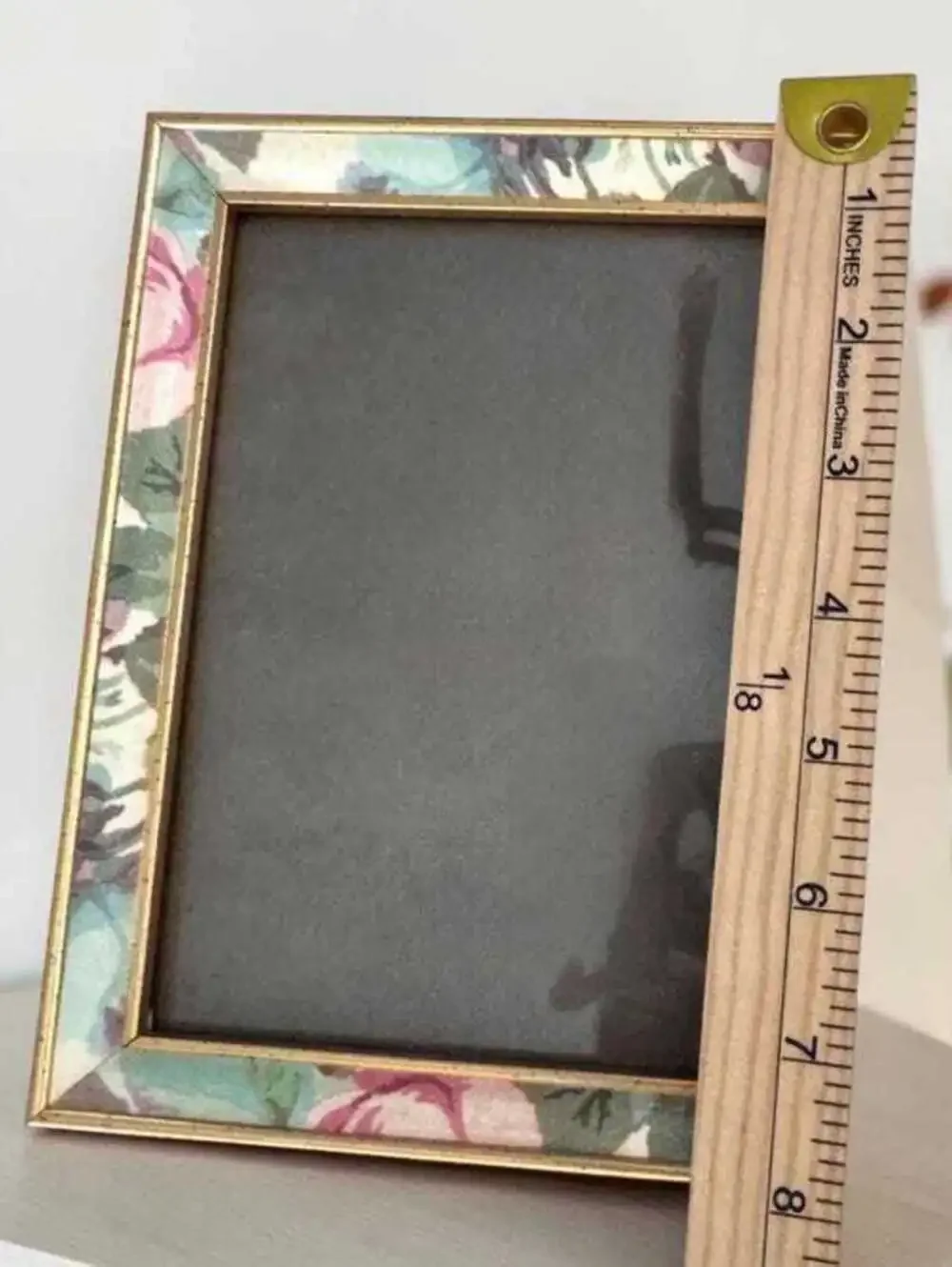 Vintage Rose Chintz Fabric Gold Frame 5x7 Cottage Floral Picture Frame